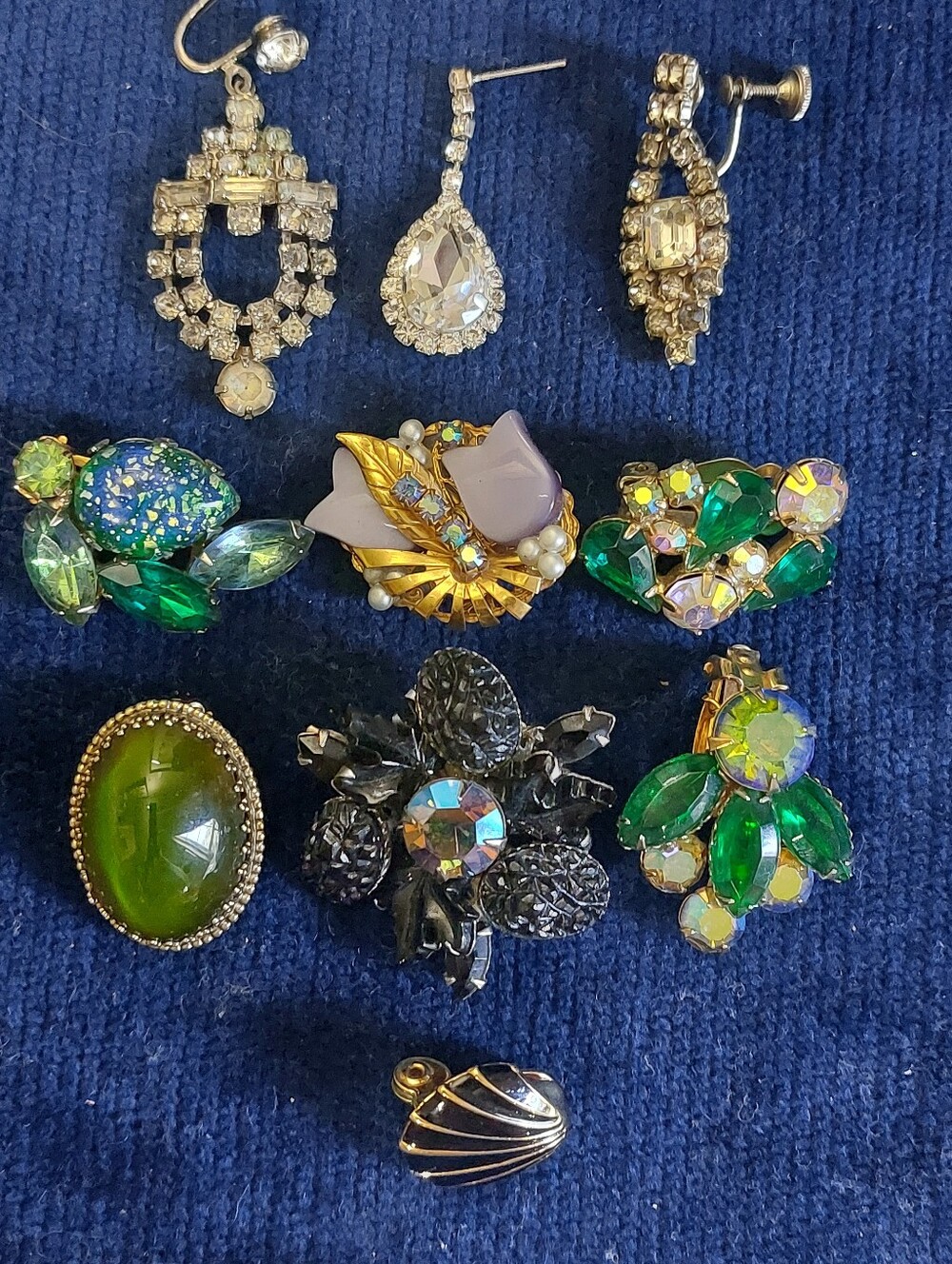 Vintage Earring Lot 10 Pc Signed Celebrity Whiting & Davis Monet Judy Lee Craft